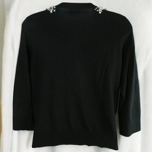 🍀
💯 100% Cotton 
KATE SPADE 
KATI BLACK BEADED Button CARDIGAN SWEATER XL - Picture 5 of 13